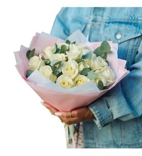 Buket Kağıdında 20'lı Beyaz Gül Buketi