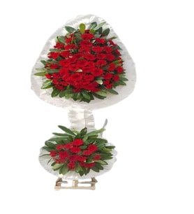 Çift Katlı Kırmızı Gerbera Çelenk