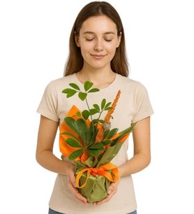 Buket Kağıdında Schefflera Tekli P12