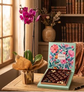 Saksıda Mor Orkide ve Çakıl Taşlı Gurme Lezzetler