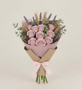 Buket Kağıdında 10'lu Pembe Gül